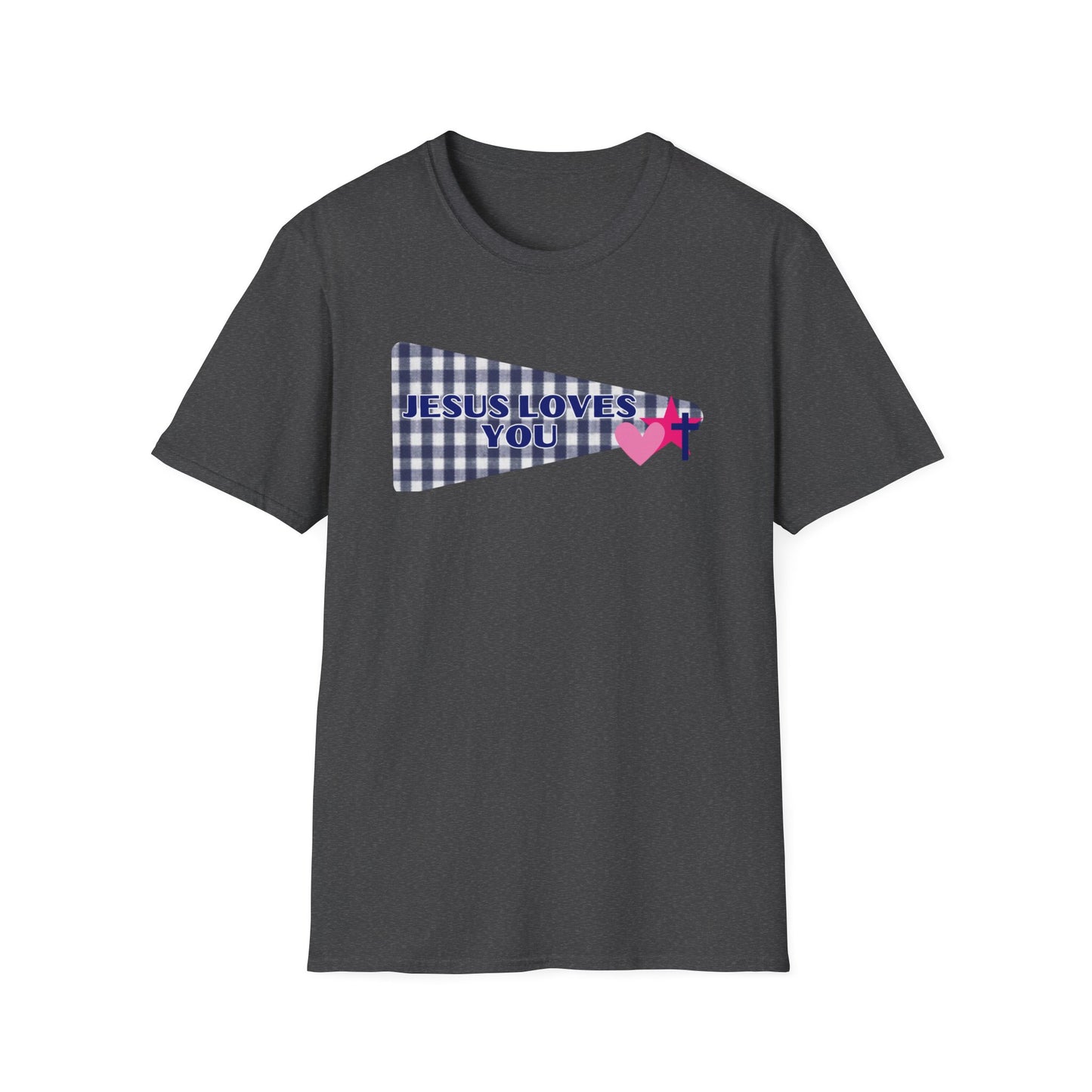 Jesus Loves You Pennant T-Shirt — Christian Faith Check Tee
