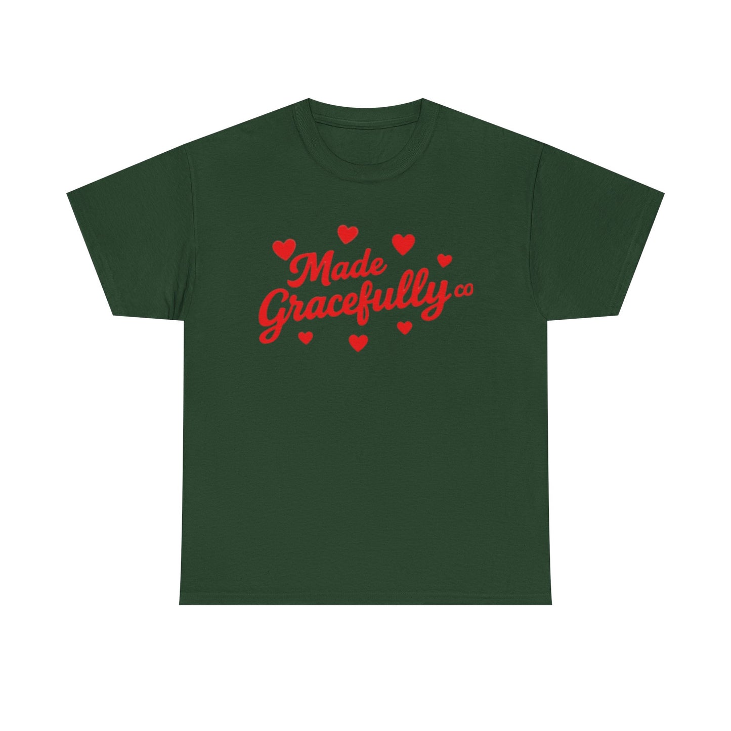 Made Gracefully Tee — Feminine Heart Script Graphic T-Shirt