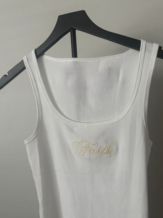 YELLOW FAITH EMBROIDERED TANK TOP S/M