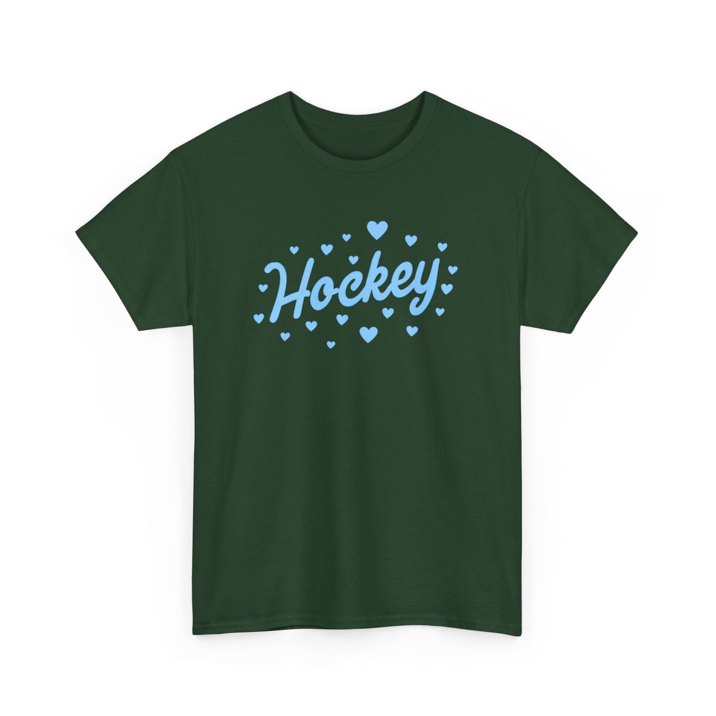 Hockey Heart Tee — Cute Light Blue Script Hockey Shirt