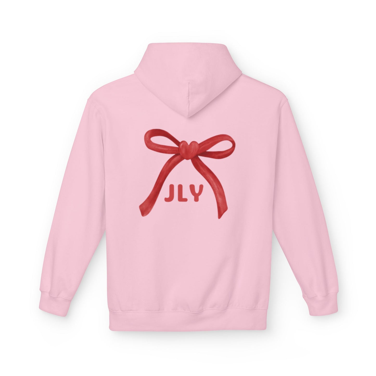 Chic Fleece Hoodie with JLY Bow Design - Perfect for Gift Giving, Cozy Casual Wear, Holiday Celebrations, Unisex Style, Everyday Comfort