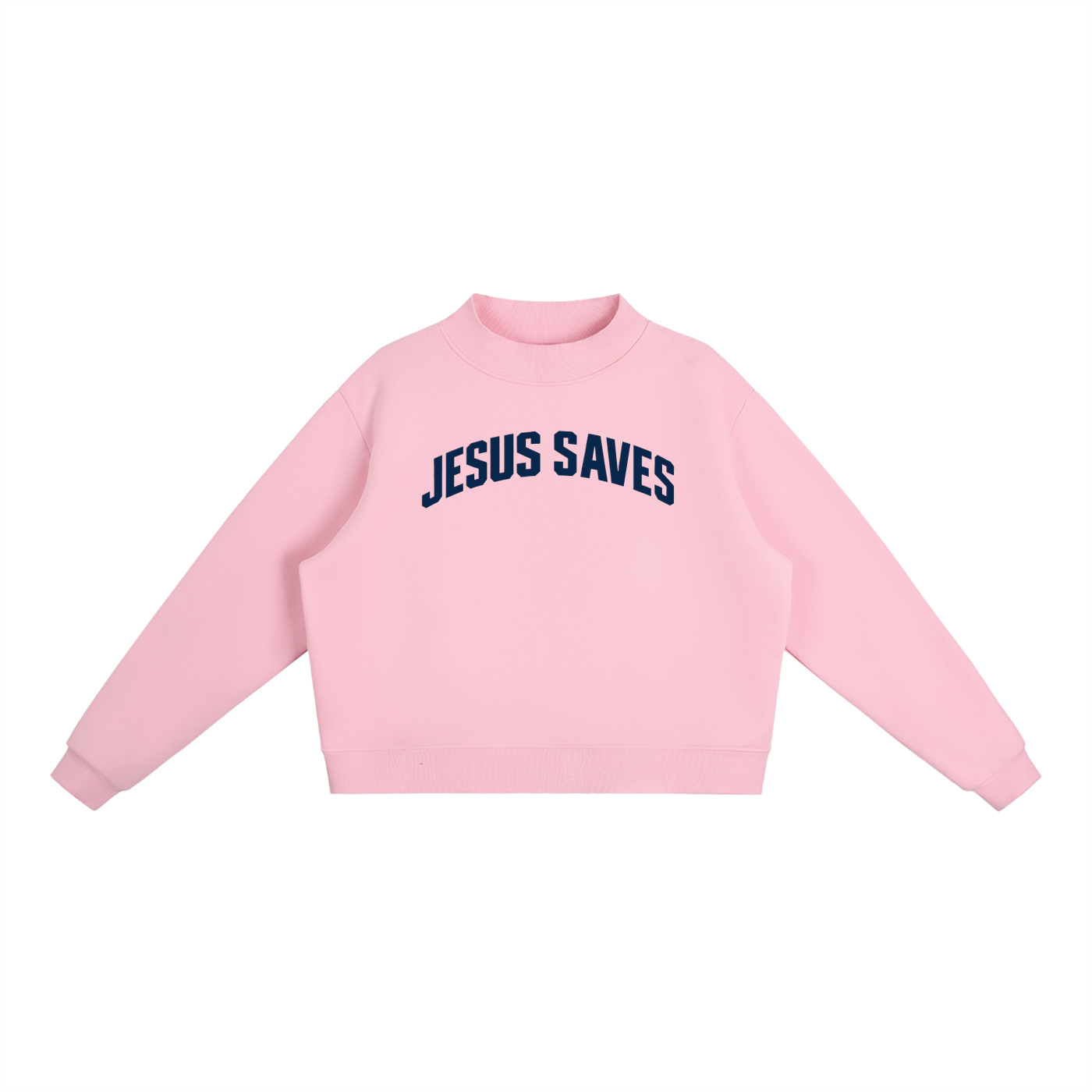 Jesus Saves Essential Fleece Mock-Neck Crew Sweatshirt