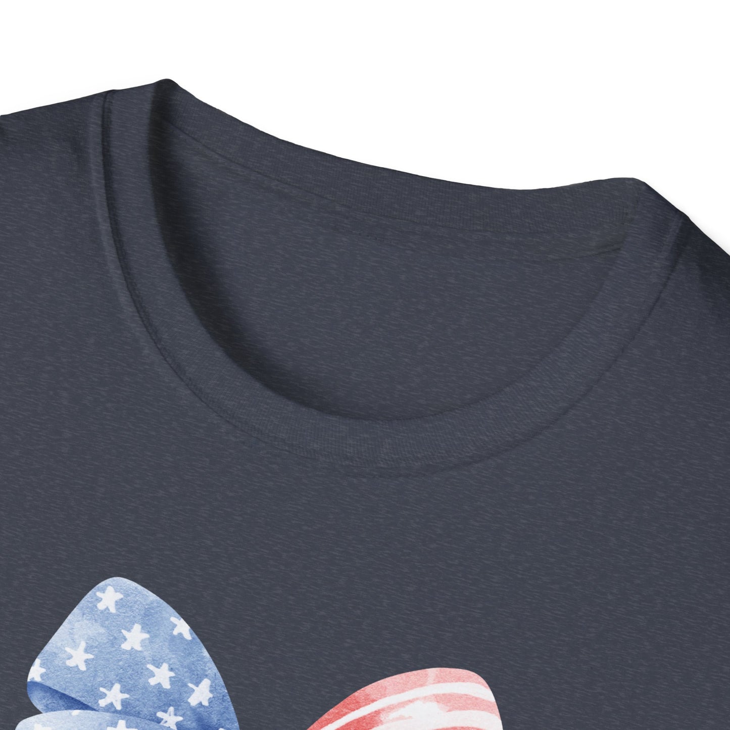 Patriotic USA Flag Bow T-Shirt — Red White Blue 4th of July Tee