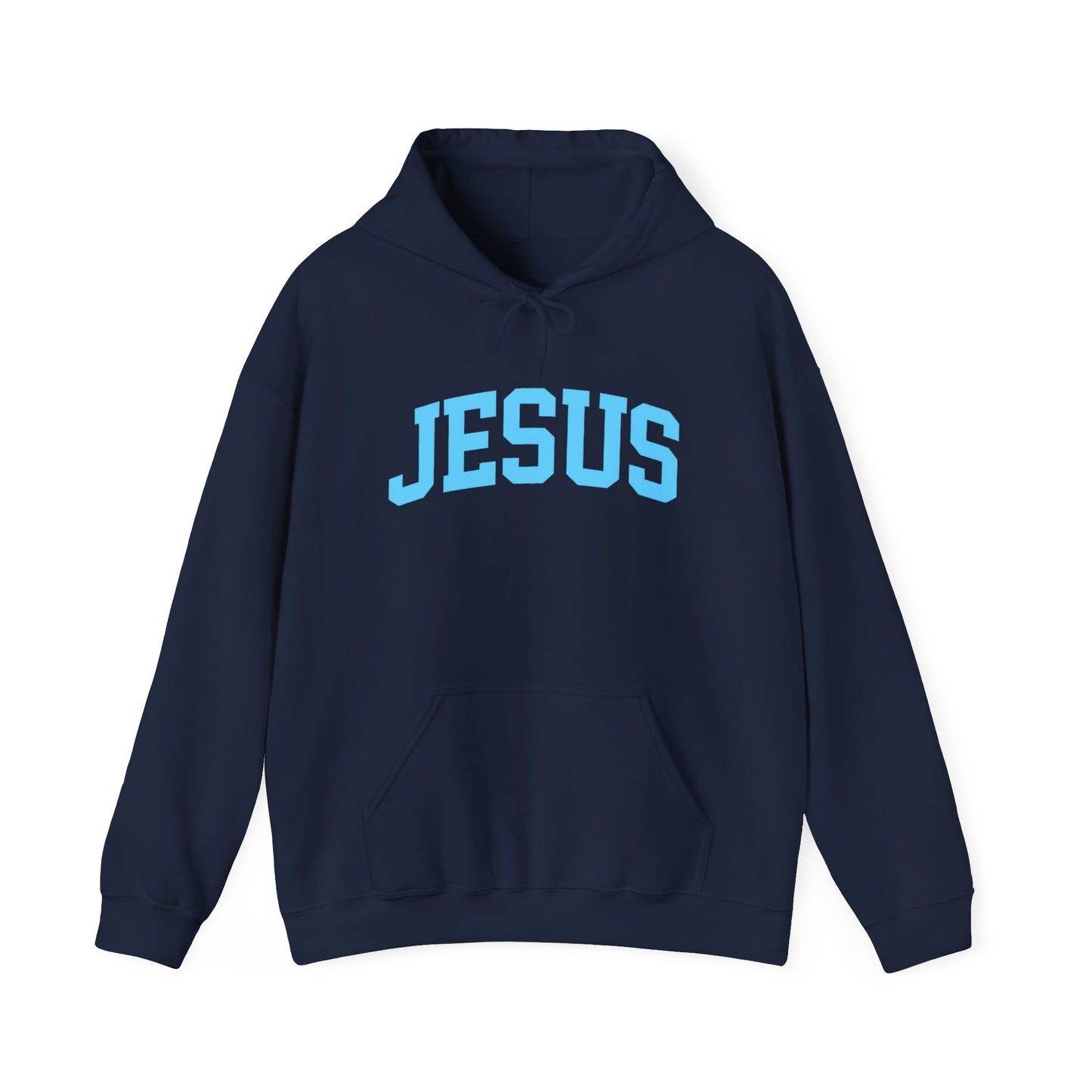 Jesus Hoodie - Blue Lettering Christian Faith Pullover