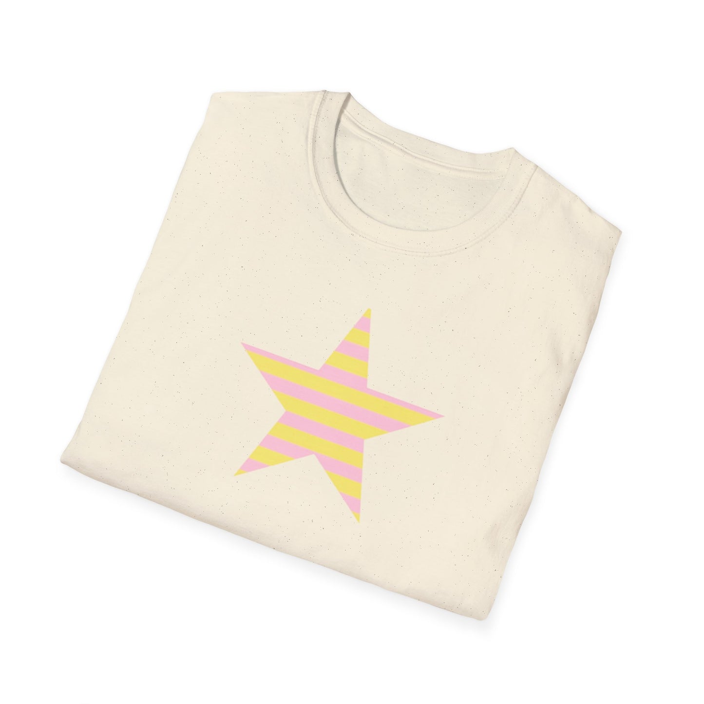 Star Stripe Tee — Pastel Pink & Yellow Graphic T-Shirt