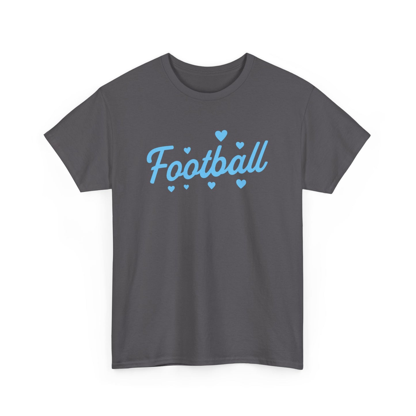 Football Script Tee — Light Blue Heart Sports T-Shirt