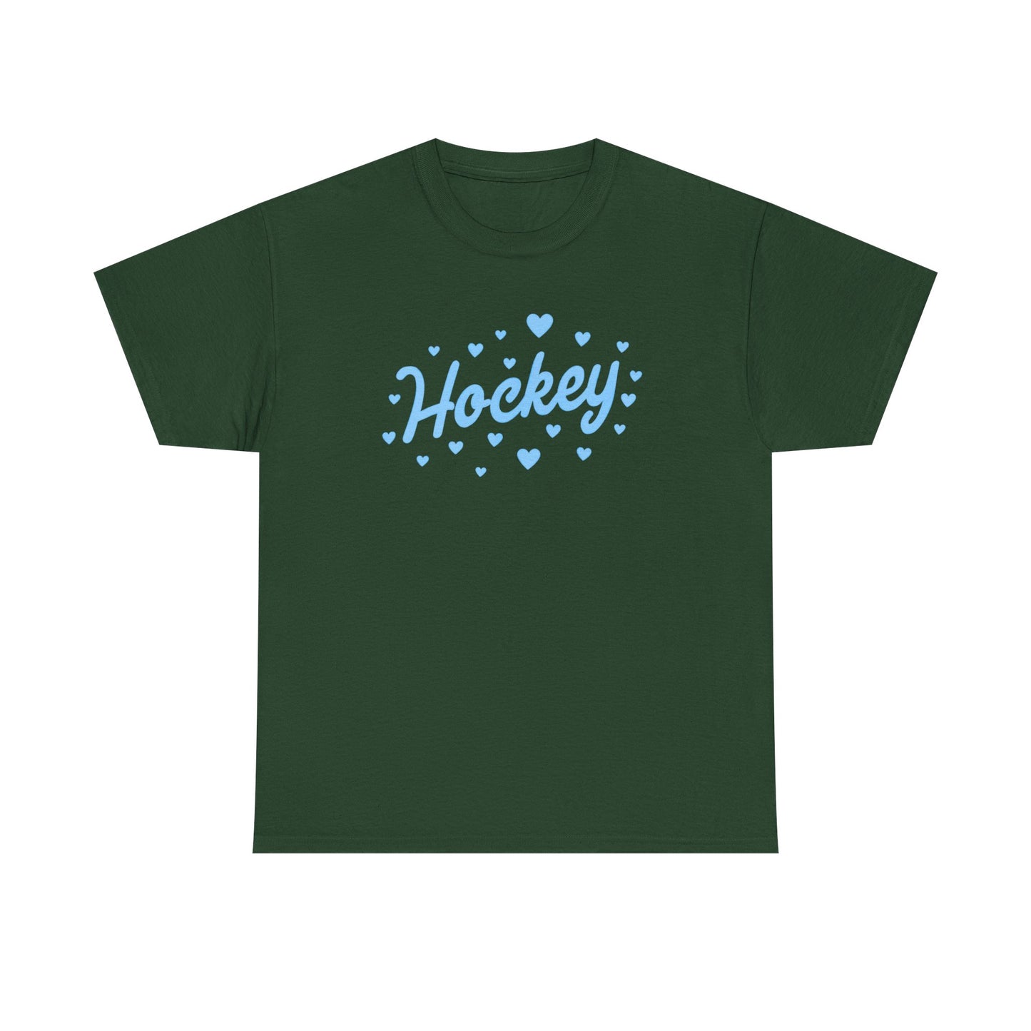 Hockey Heart Tee — Cute Light Blue Script Hockey Shirt