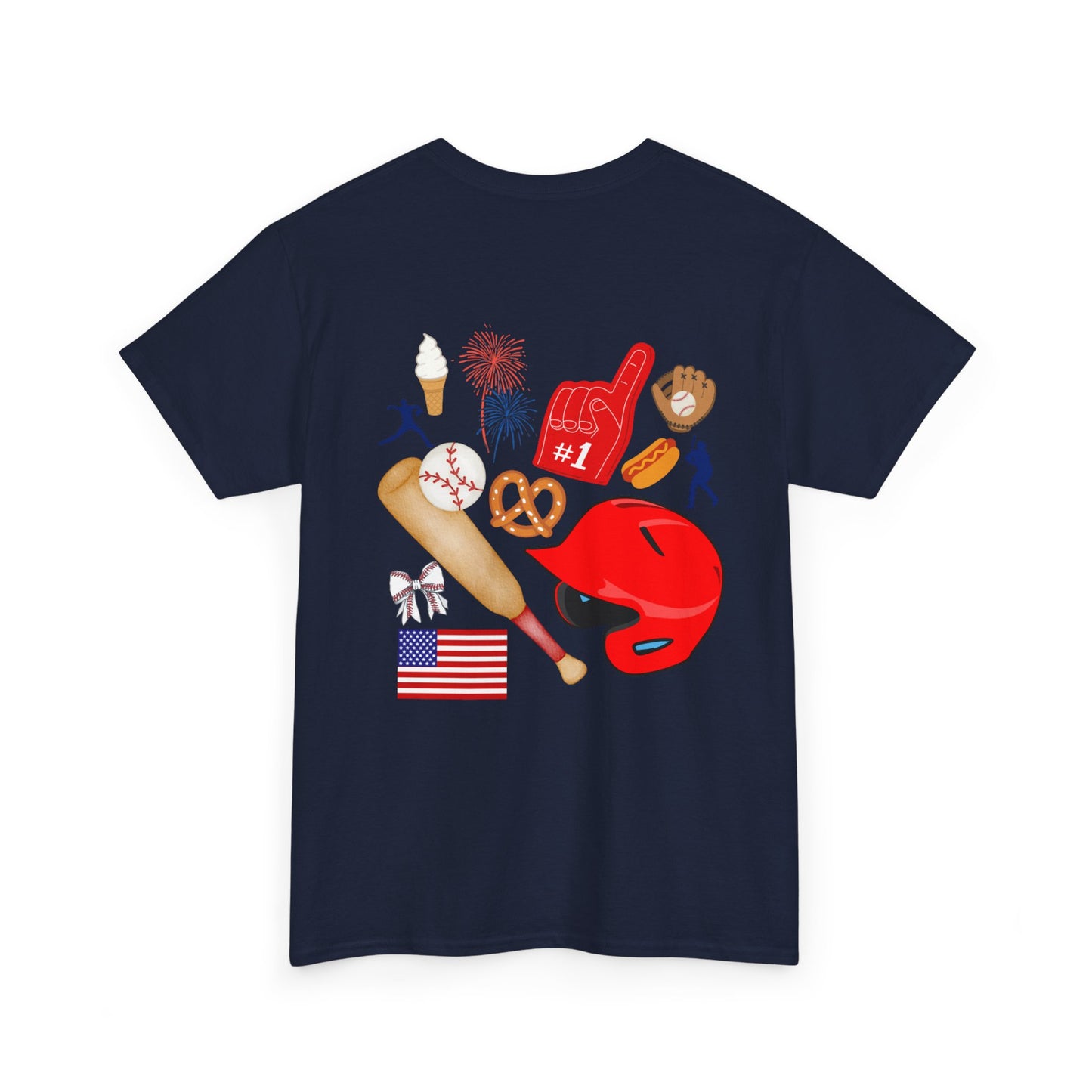 Baseball Heart Patchwork Tee – Patriotic Baseball Gear T‑Shirt