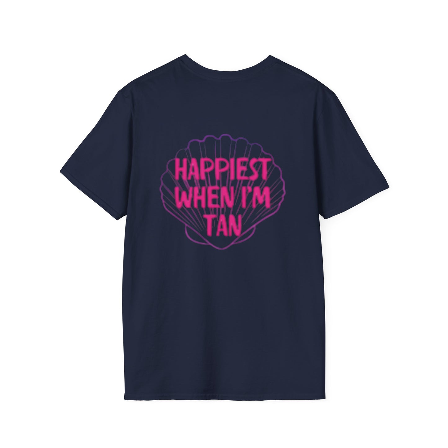 T-Shirt — "Happiest When I'm Tan" Pink Beach Tee