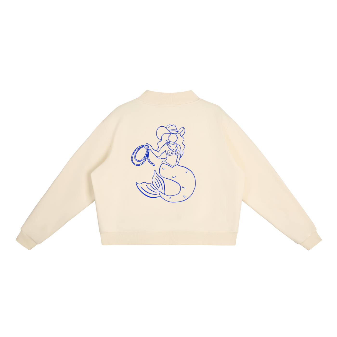Coastal Mermaid Essential Fleece Mock-Neck Crew Sweatshirt