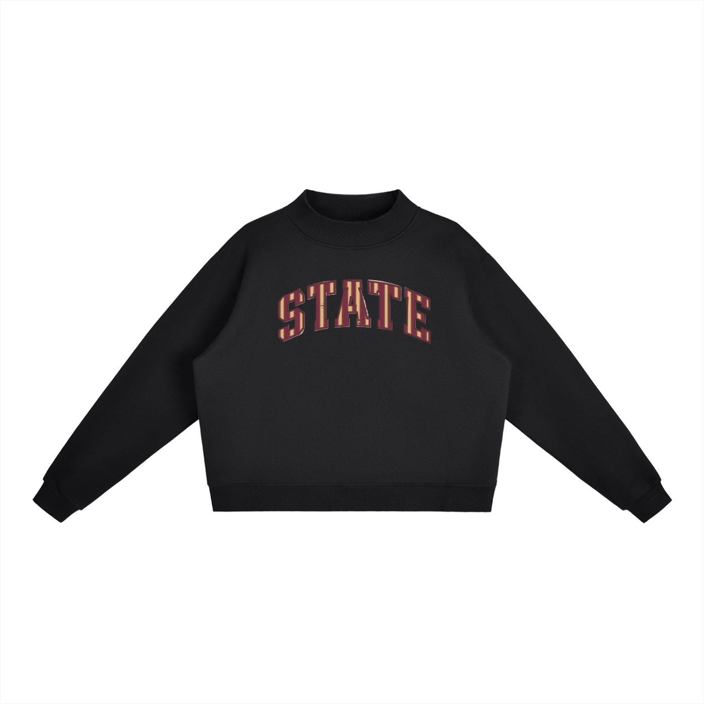 State Striped Print Essential Fleece Mock-Neck Crew Sweatshirt