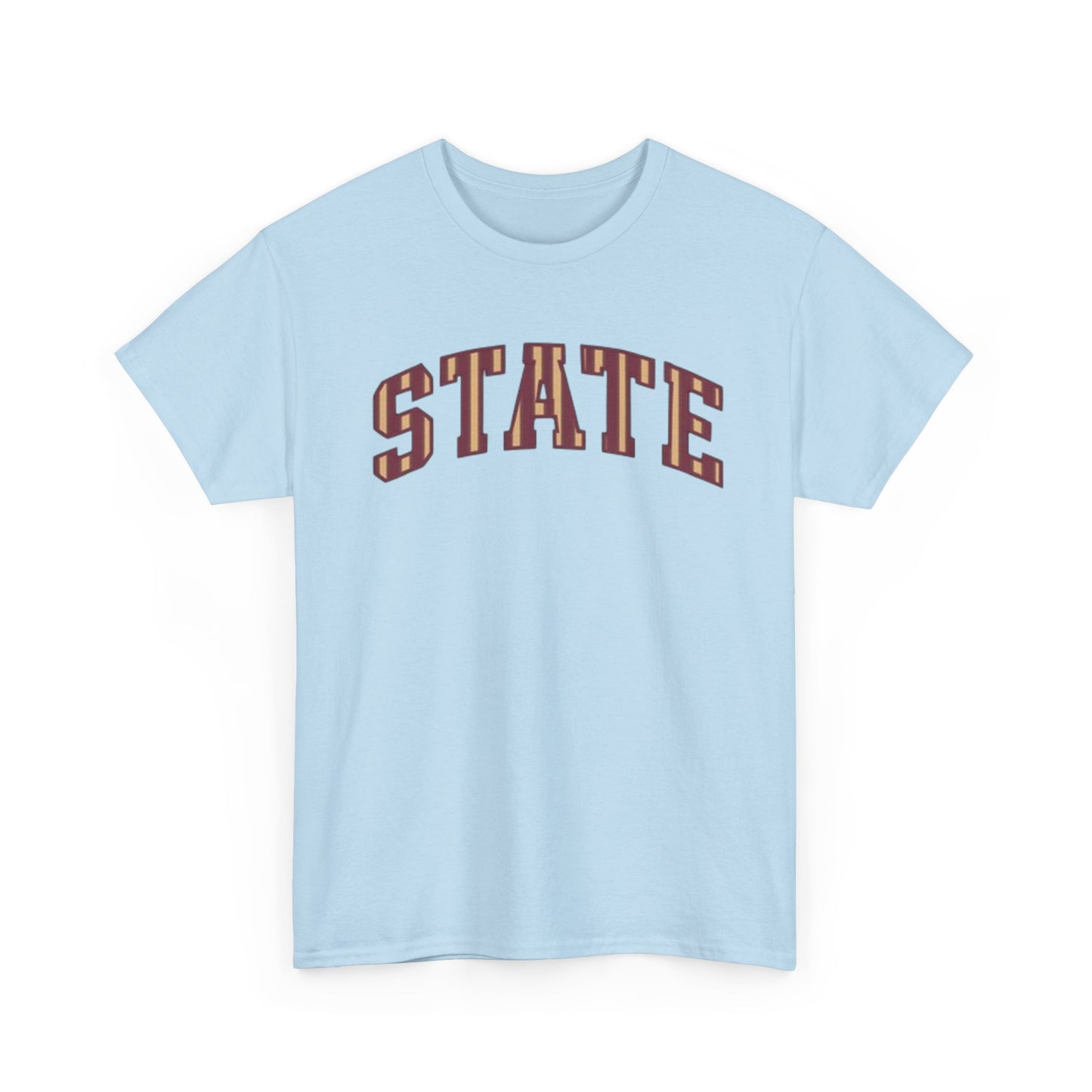 STATE Retro College Tee – Vintage Letterman Arched Logo T-Shirt