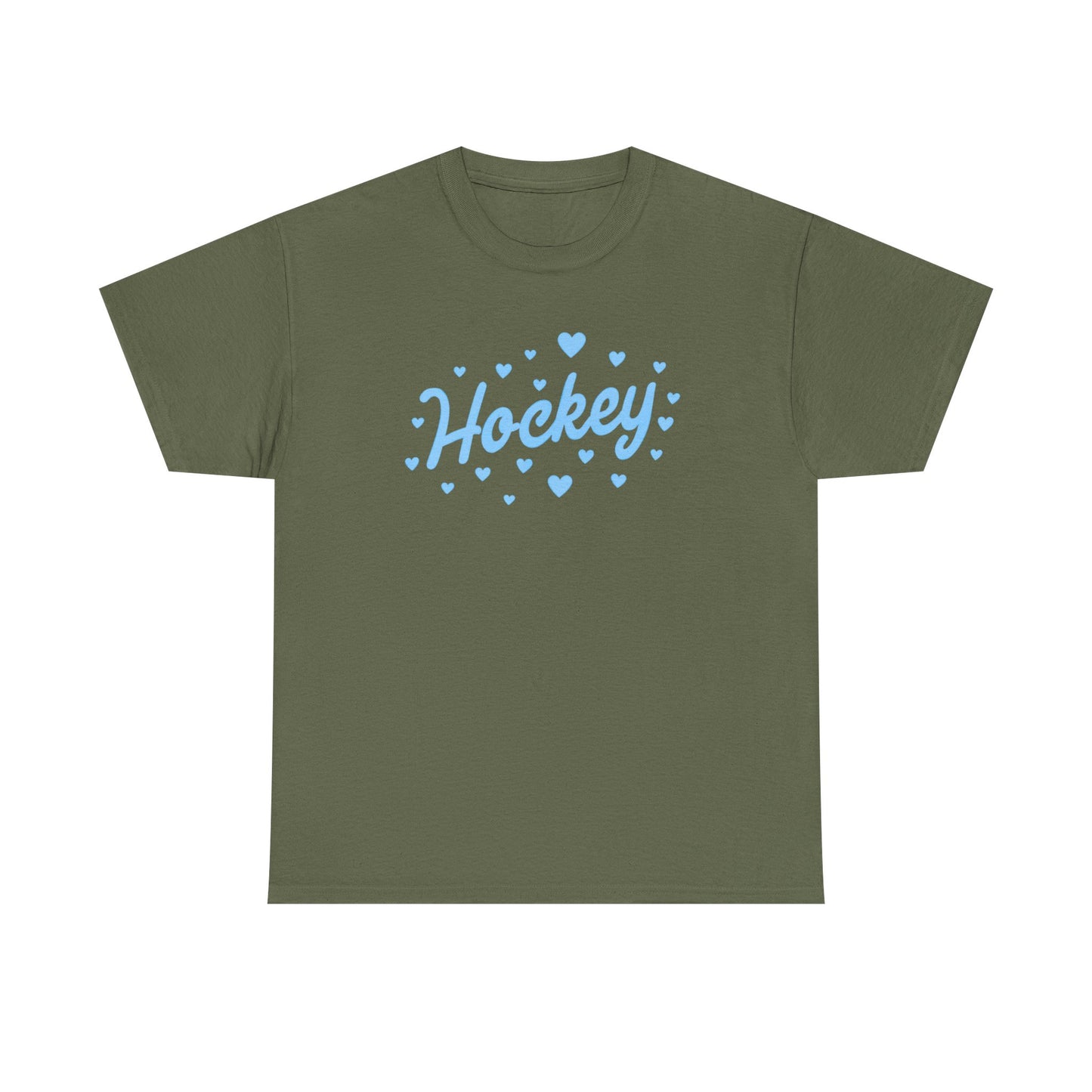 Hockey Heart Tee — Cute Light Blue Script Hockey Shirt