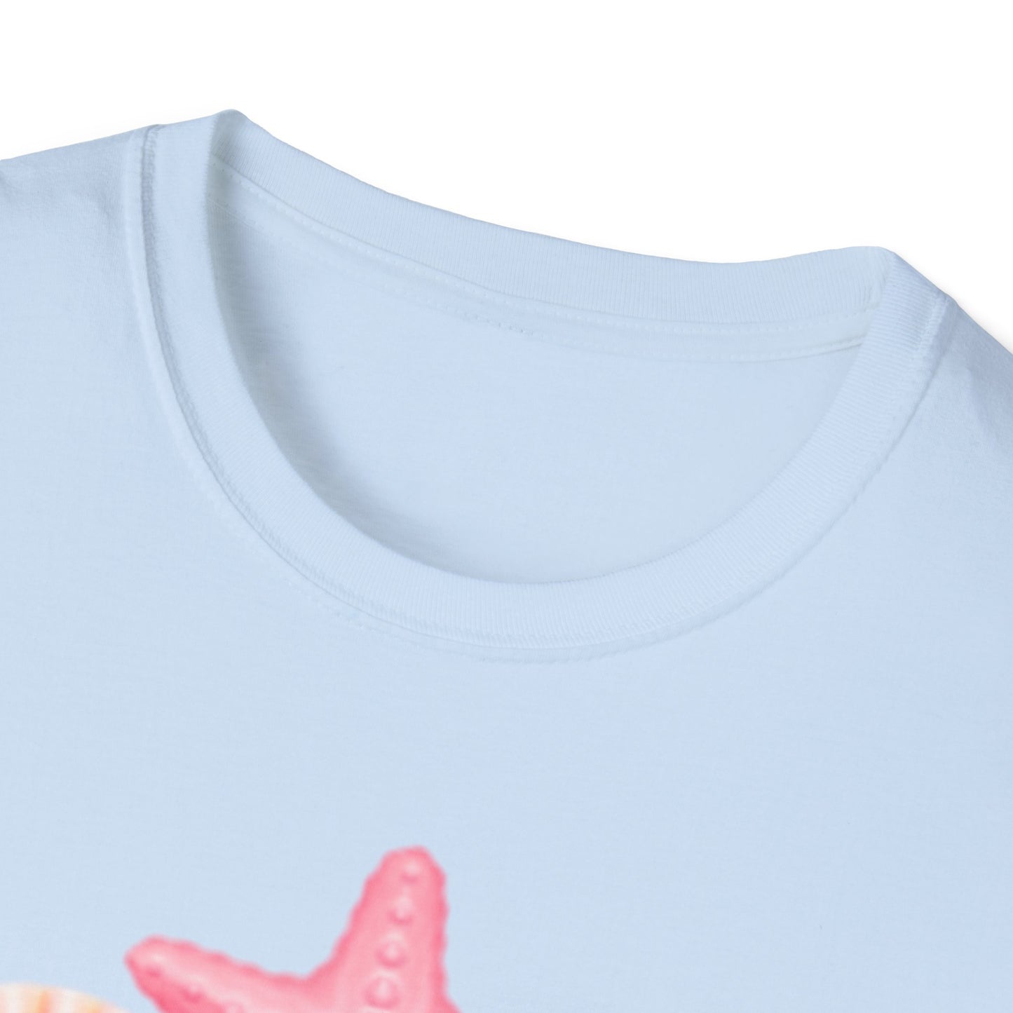 Seashell & Starfish Beach T-Shirt — Pink Coastal Summer Tee