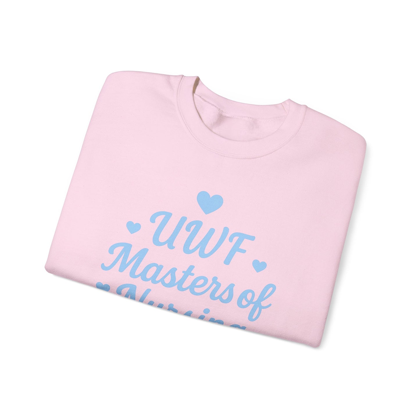 UWF Masters of Nursing Crew neck — Light Blue Heart Nursing School Sweatshirt