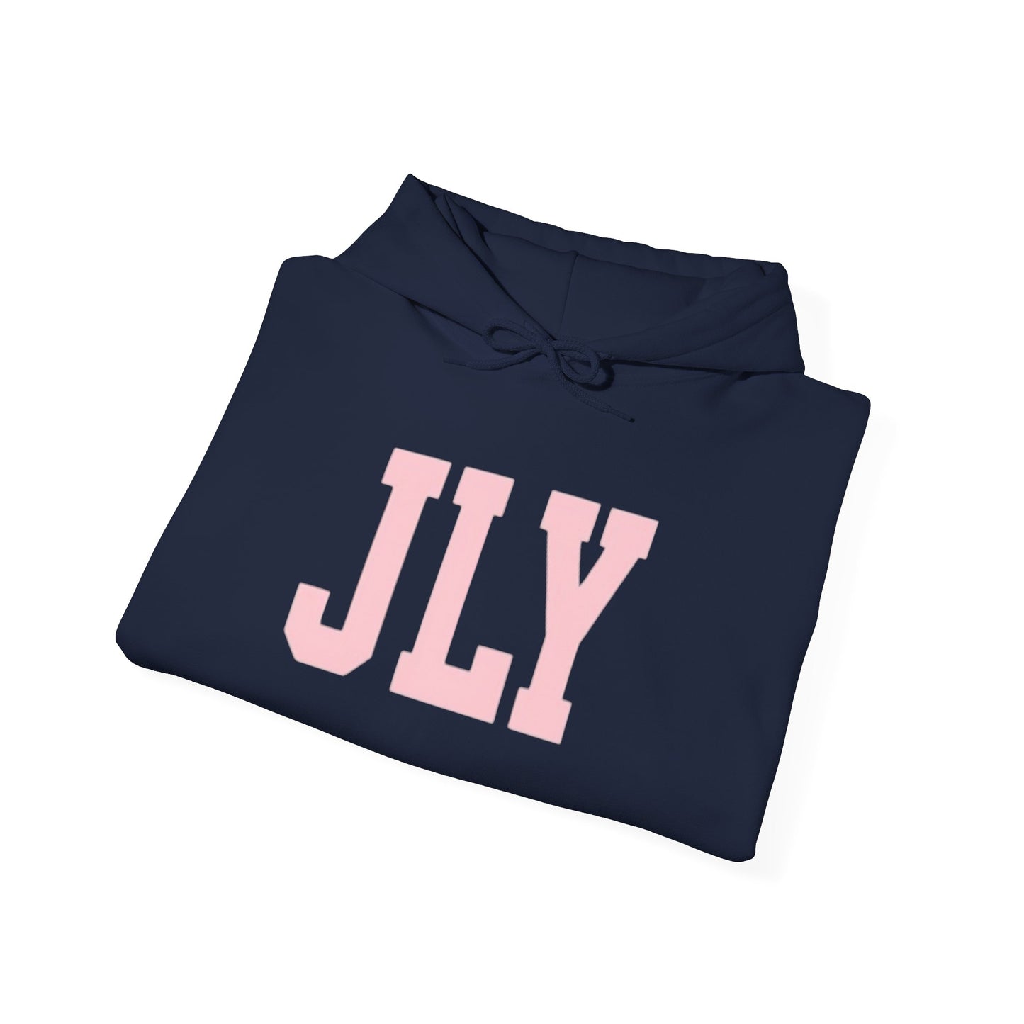JLY Pink Block Letter Hoodie - Minimal Monogram Pullover