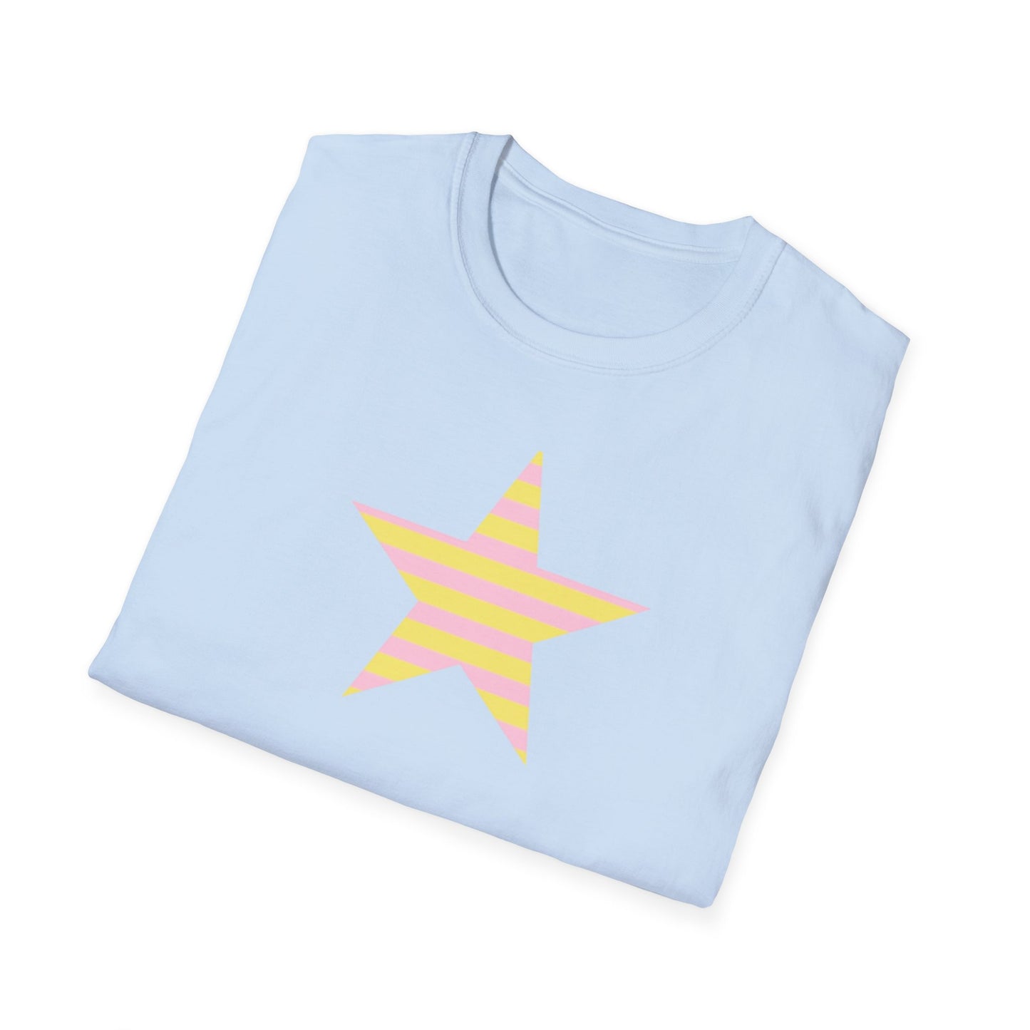 Star Stripe Tee — Pastel Pink & Yellow Graphic T-Shirt