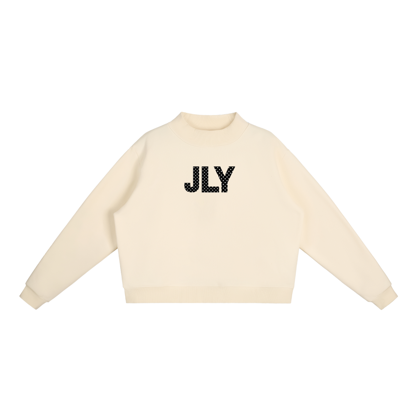 JLY Polka Dot Essential Fleece Mock-Neck Crew Sweatshirt