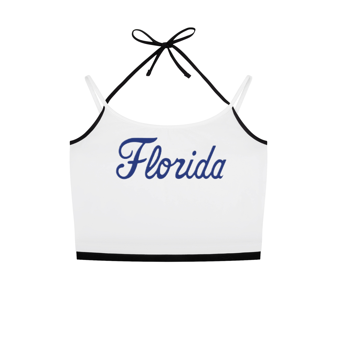 Florida Script Contrast Binding Halter Tank Top