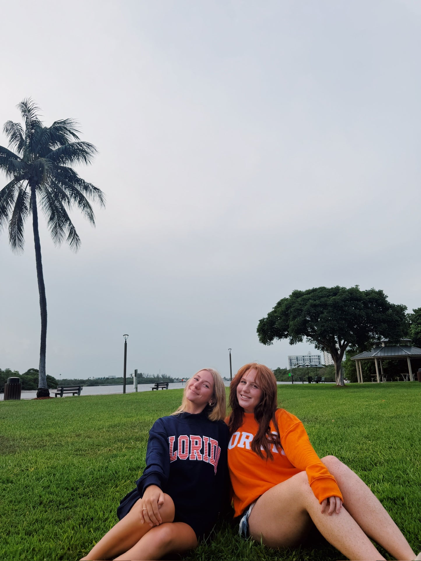 FLORIDA- NAVY AND ORANGE STRIPES MOCK NECK