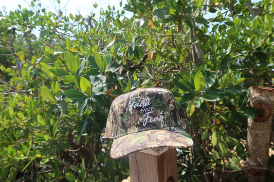 Faith over Fear Camo 5 panel hat