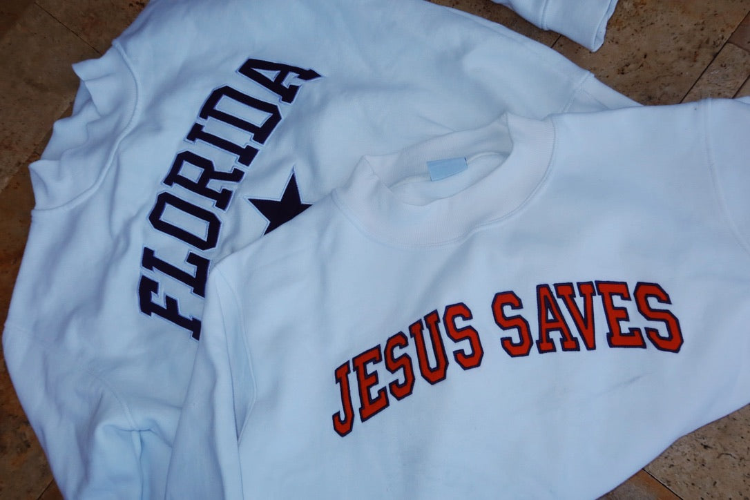 JESUS SAVES WHITE MOCK NECK