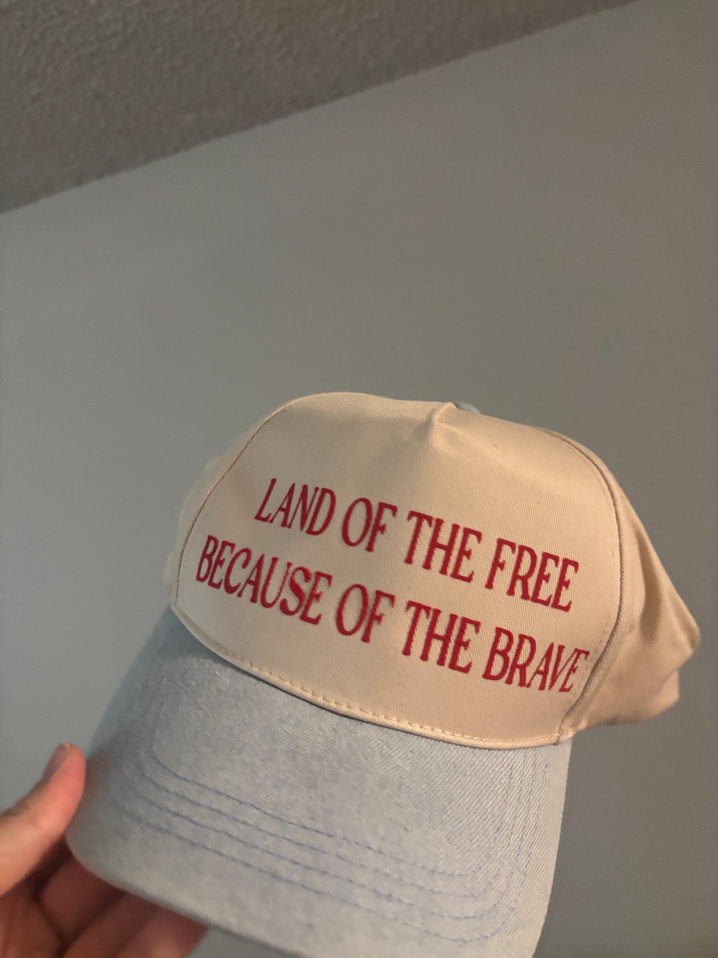 LAND OF THE FREE BECAUSE OF THE BRAVE-DENIM HAT