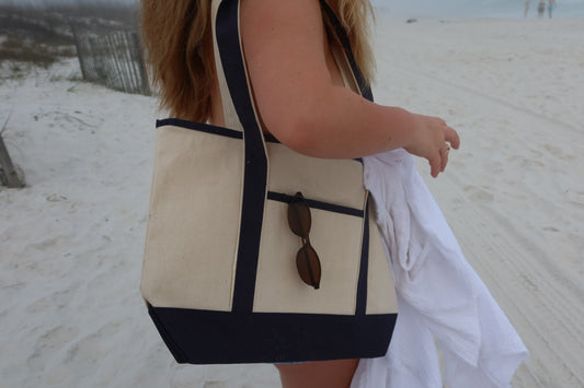 Embroidered boat tote-medium