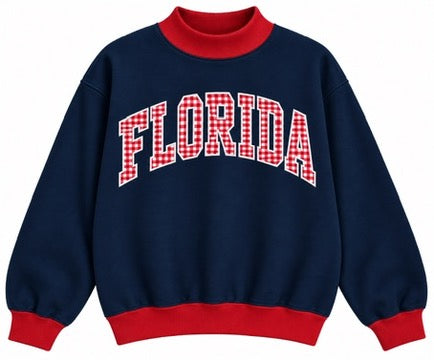 FLORIDA- NAVY GINGHAM BLISS MOCKNECK