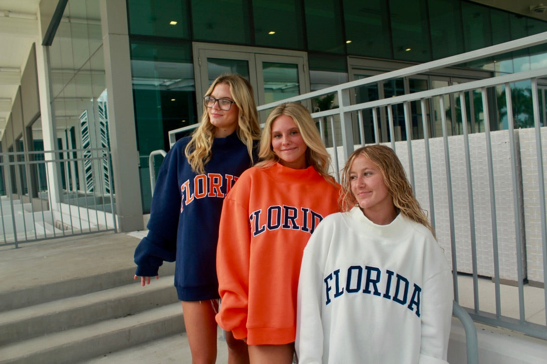FLORIDA WHITE AND NAVY MOCK NECK- PREORDER