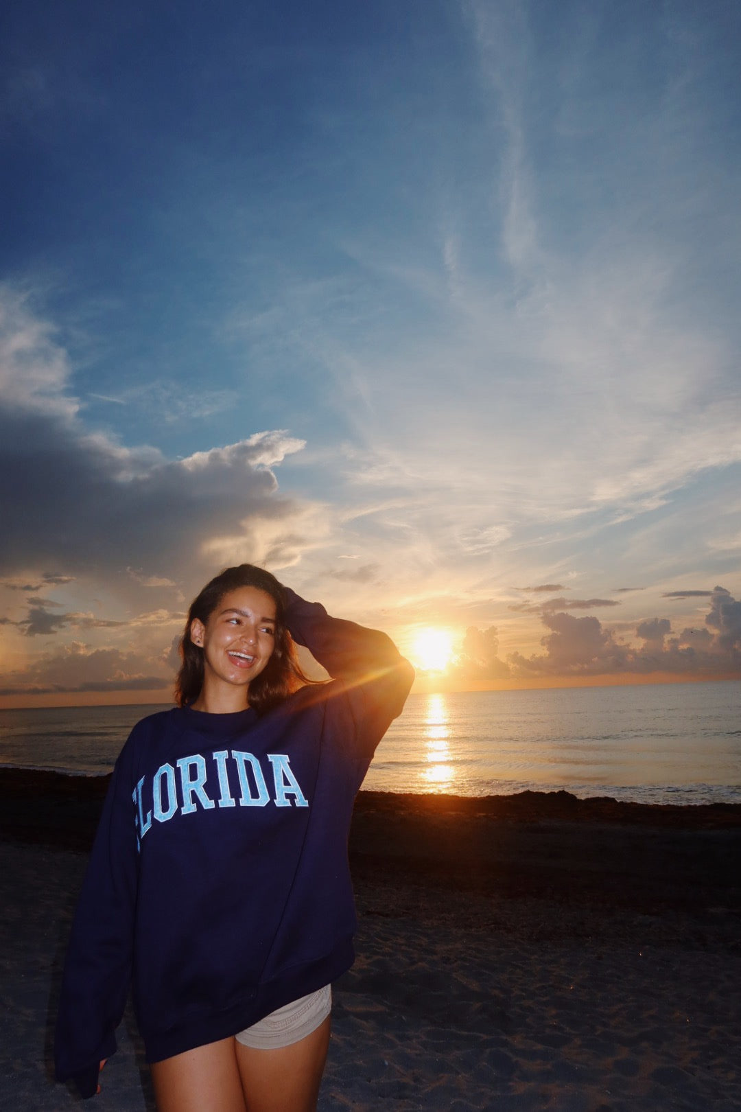 FLORIDA- NAVY AND SKY TIE DYE MOCK NECK