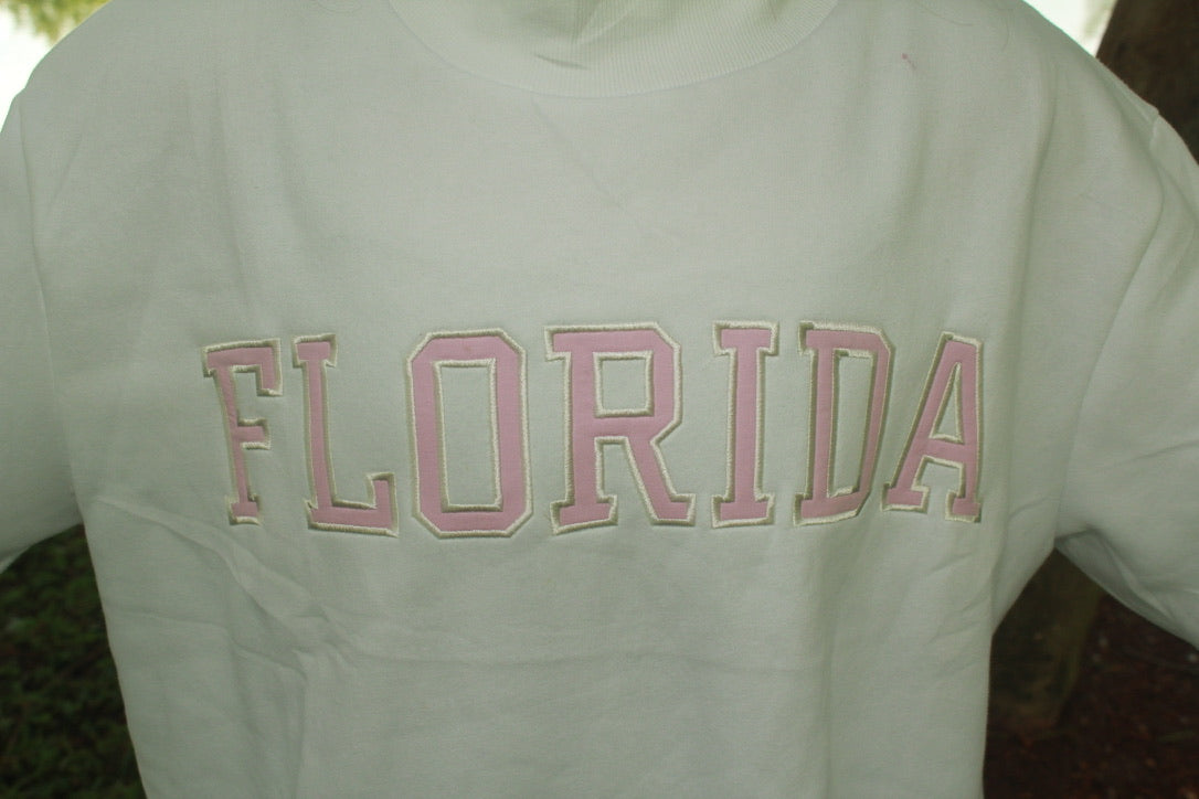 FLORIDA WHITE AND PINK MOCK NECK