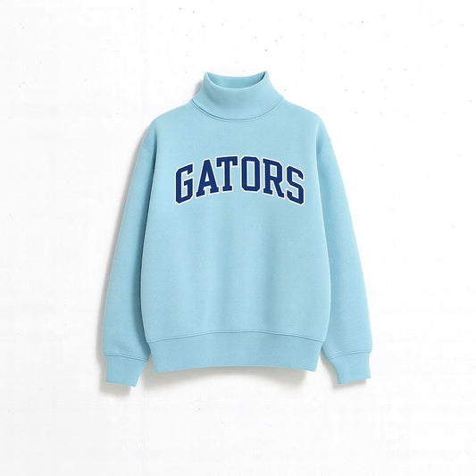 GATORS LIGHT BLUE WITH NAVY (SOLID LETTERS) MOCK NECK
