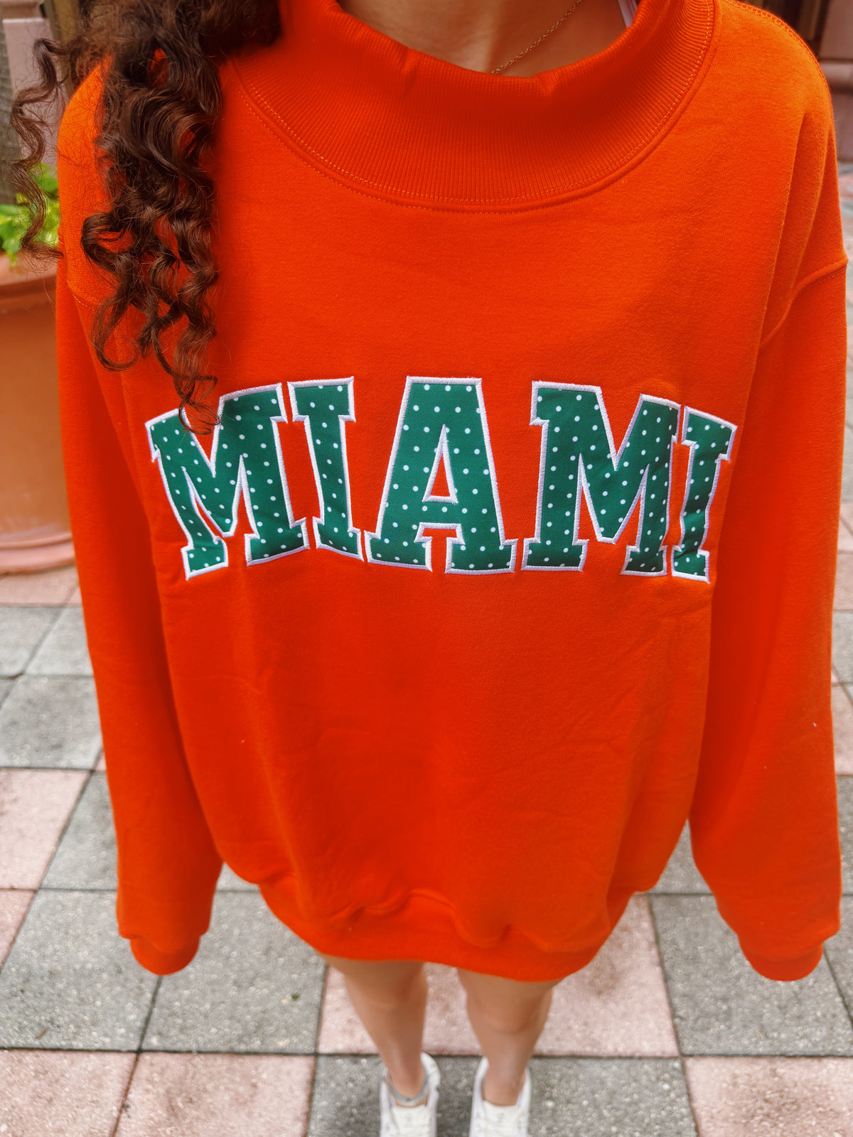 MIAMI- ORANGE KISS WITH PINE POLKA MOCKNECK