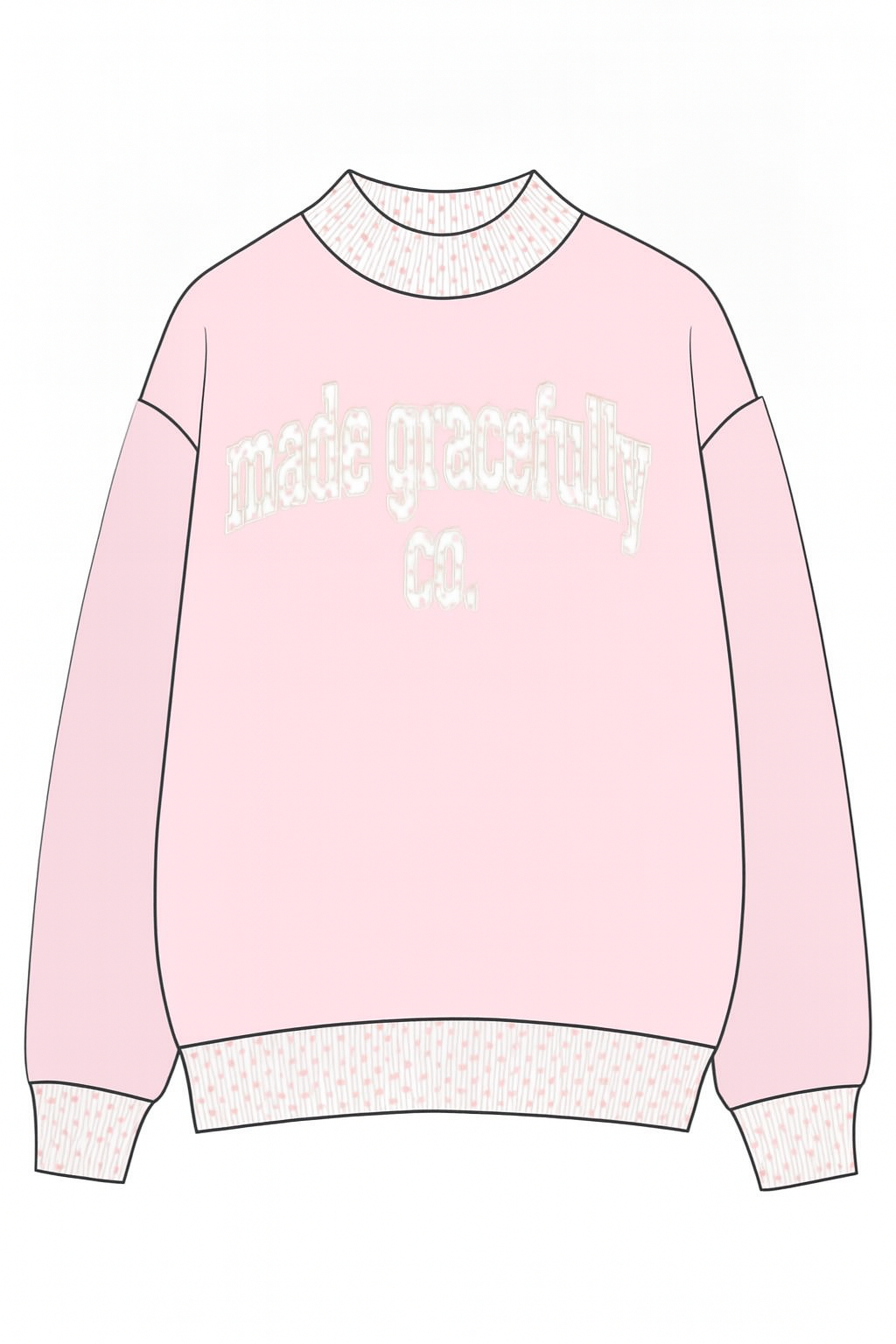 MADE GRACEFULLY CO PINK VALENTINES MOCK NECK