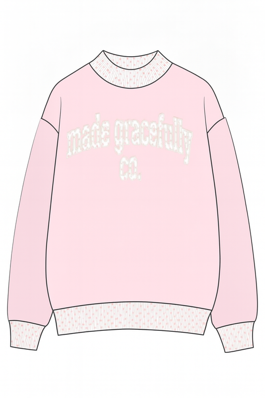 MADE GRACEFULLY CO PINK VALENTINES MOCK NECK