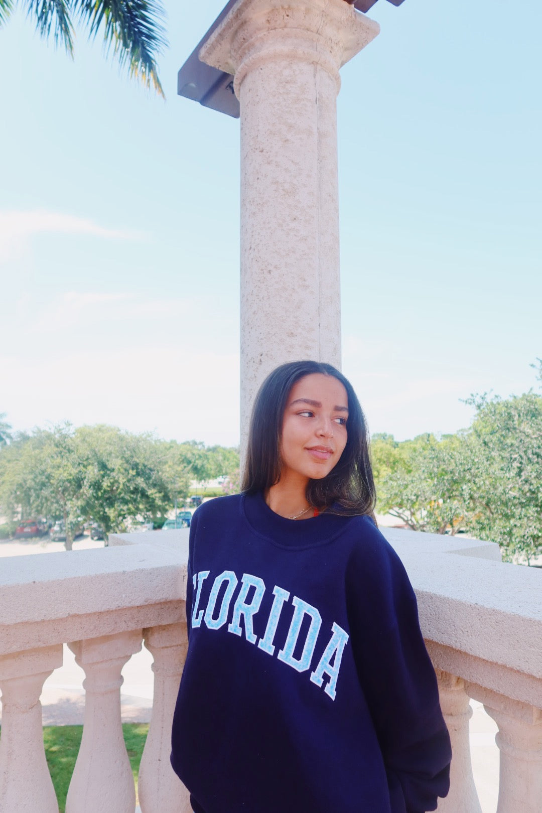 FLORIDA- NAVY AND SKY TIE DYE MOCK NECK