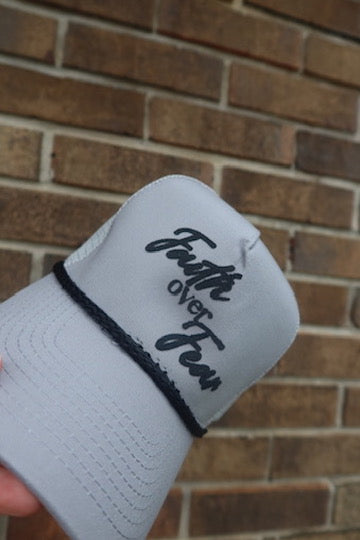 FAITH OVER FEAR- GREY AND BLACK HAT