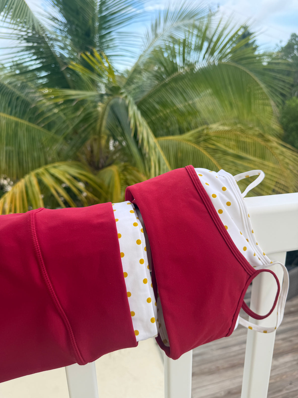 GARNET AND GOLD POLKA DOUBLE LAYER ACTIVEWEAR *SET*
