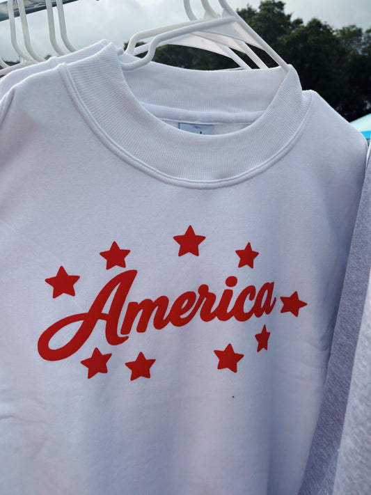 AMERICA STARBURST RED MOCK NECK L/XL