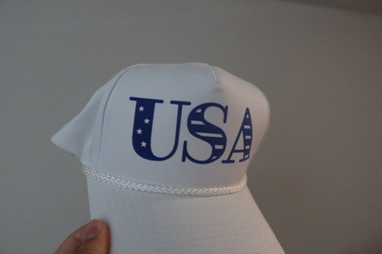 USA- WHITE AND BLUE HAT