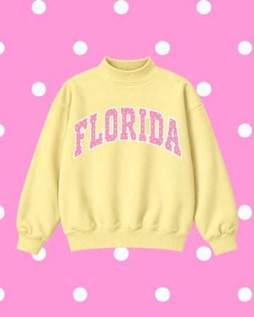 YELLOW AND PINK POLKA FLORIDA MOCKNECK