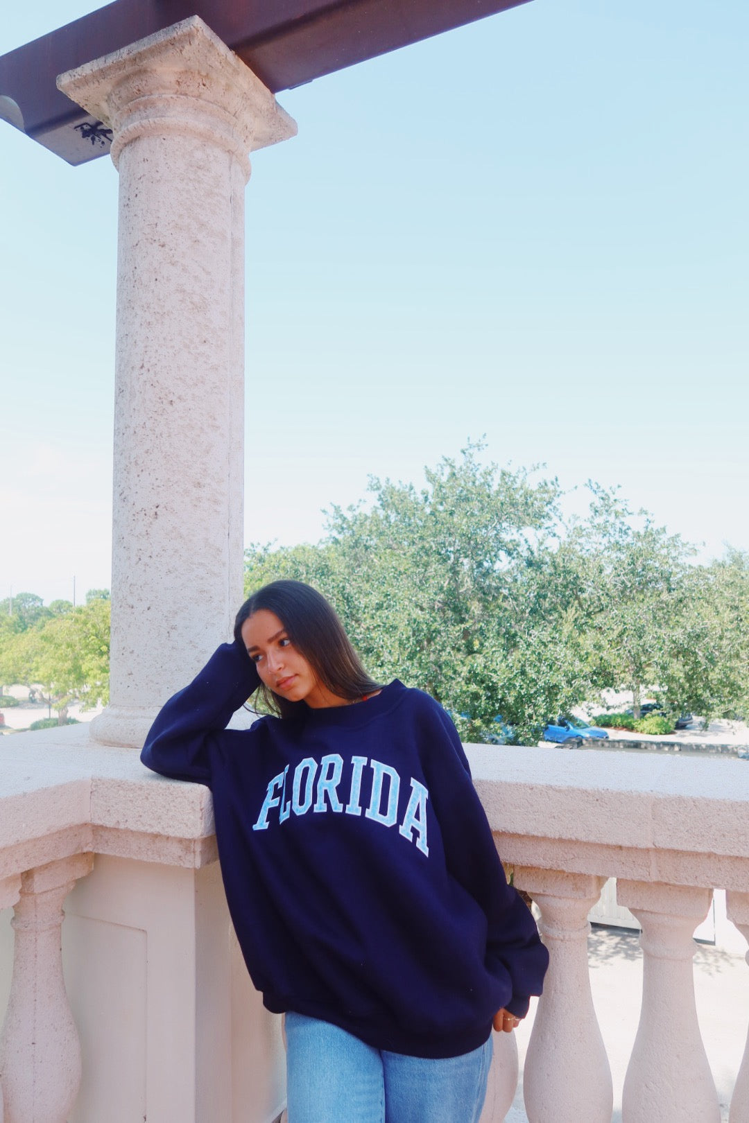 FLORIDA- NAVY AND SKY TIE DYE MOCK NECK