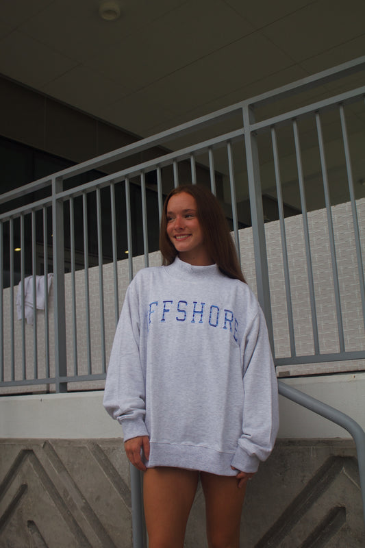 Offshore mockneck- ash grey with birthday stripes