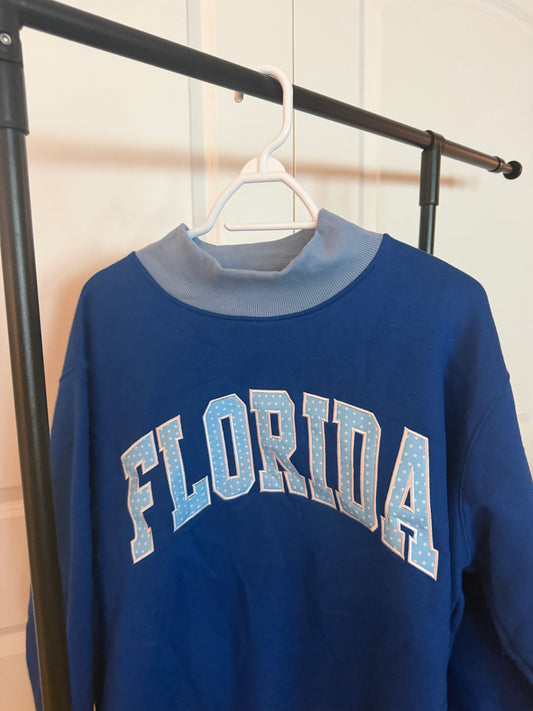 2 tone blue florida mockneck