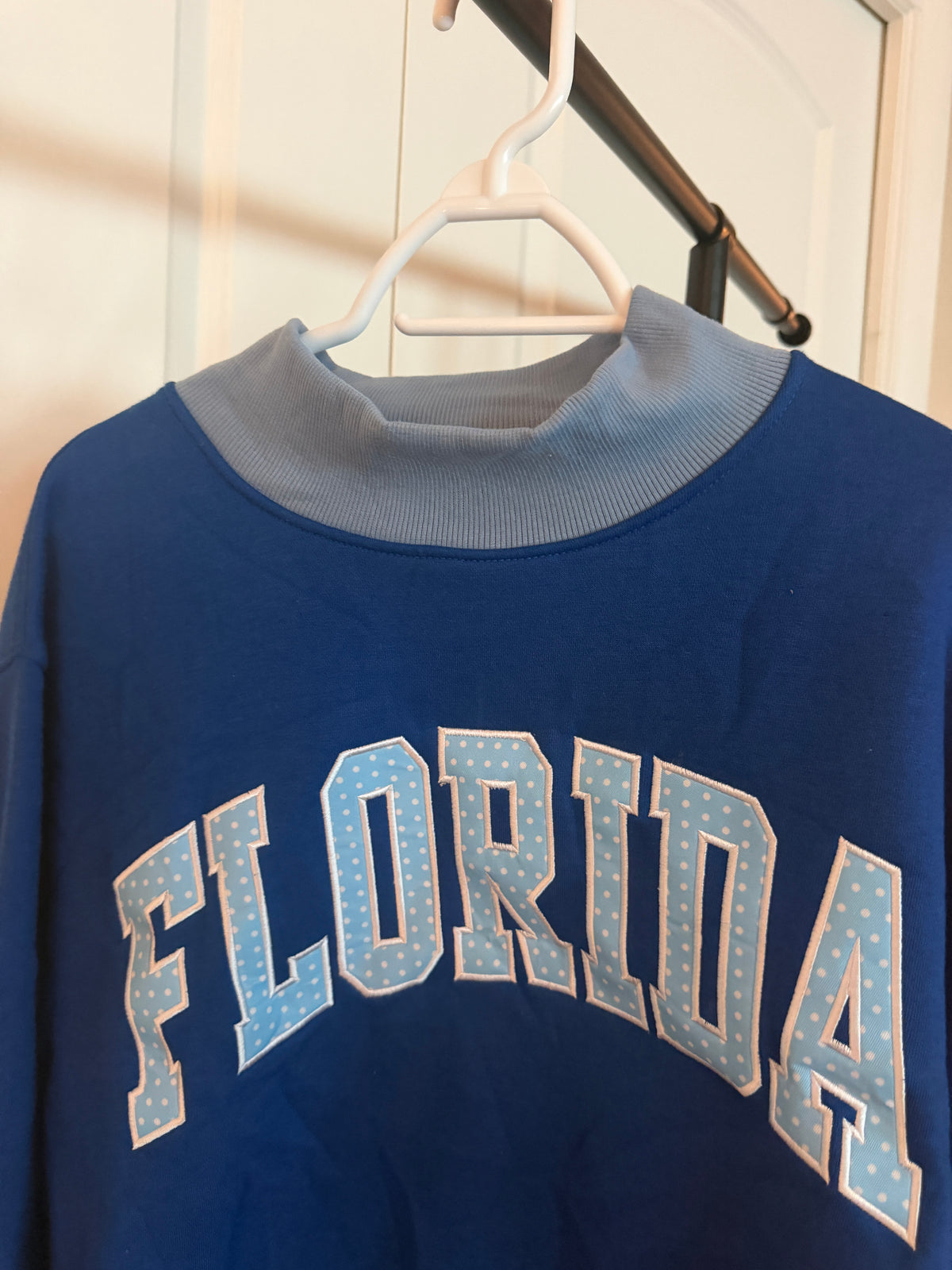 2 tone blue florida mockneck