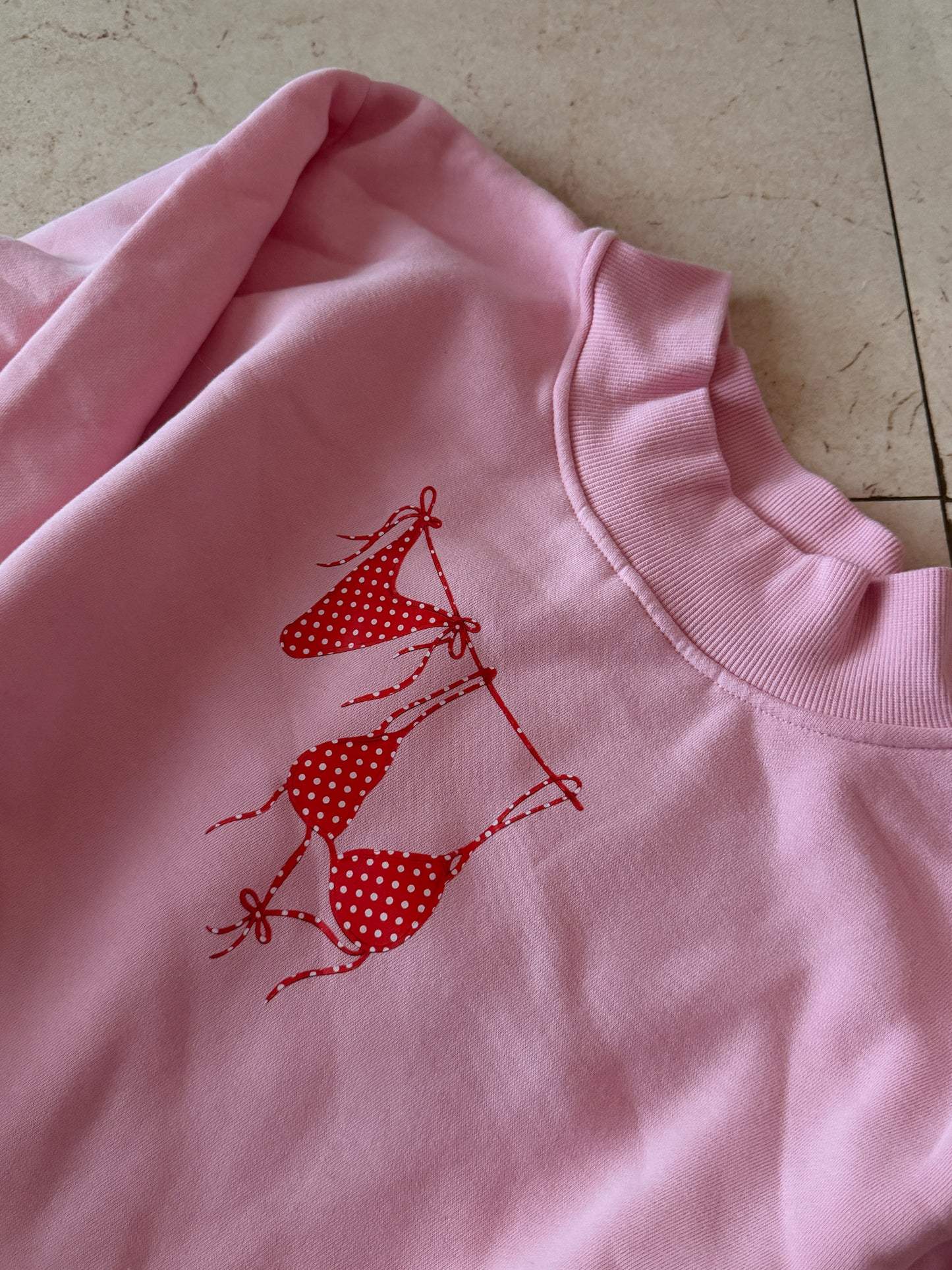 Pink polka bikini mockneck size L
