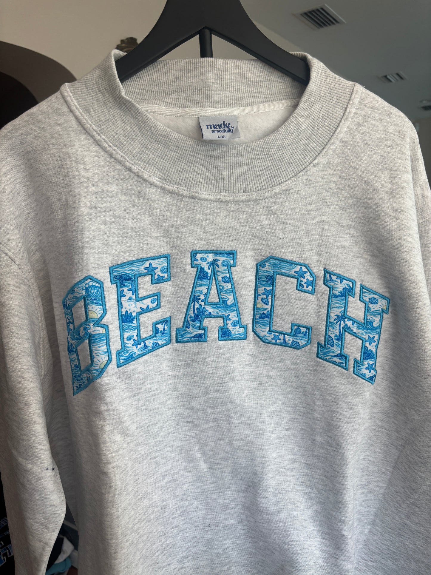 BEACH ASH GREY MOCK NECK L/XL FLEECE