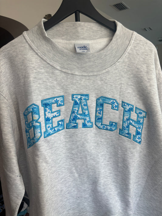 BEACH ASH GREY MOCK NECK L/XL TERRY