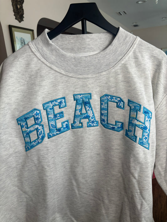 BEACH ASH GREY MOCK NECK L/XL TERRY
